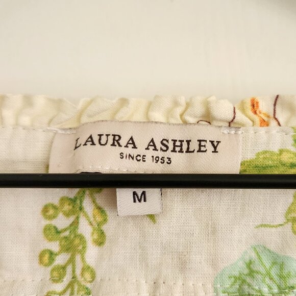 Vintage Laura Ashley Floral Cottagecore Linen Blend Puff Sleeve Blouse Sz. M - Picture 6 of 9